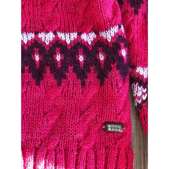 Scotch & Soda Cable Knit Fair Isle Sweater in Cosmic Pink - S - Picture 6 of 8